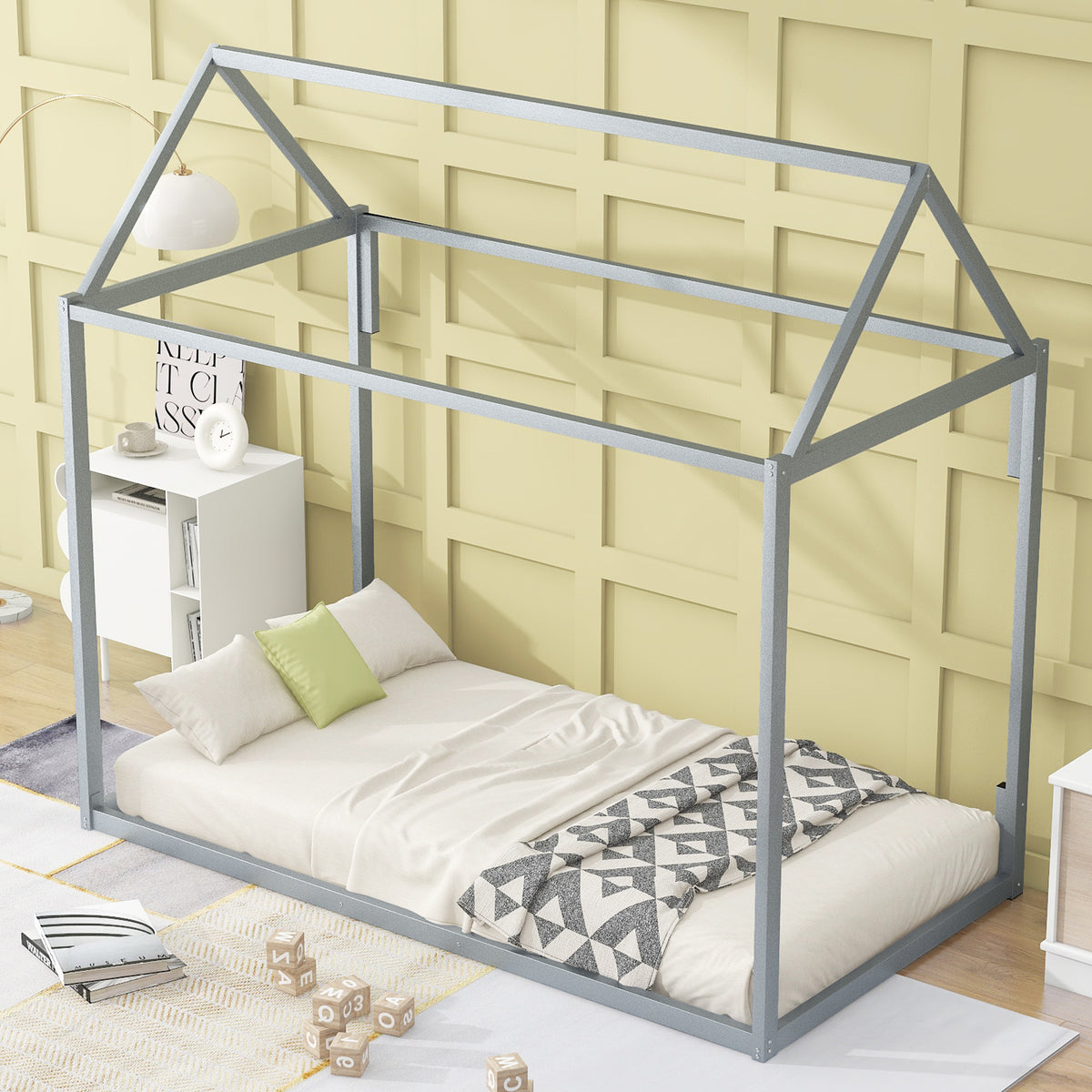 Metal House Twin Platform Bed – Black