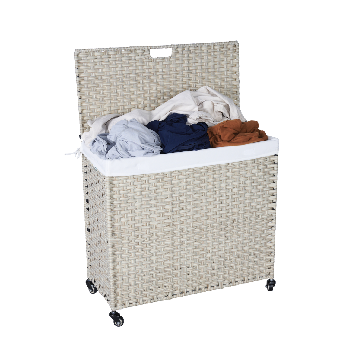 Grey Laundry Hamper with Lid and 2 Removable Bags