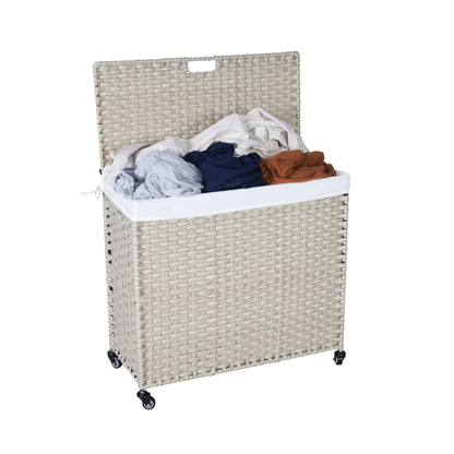 Grey Laundry Hamper with Lid and 2 Removable Bags