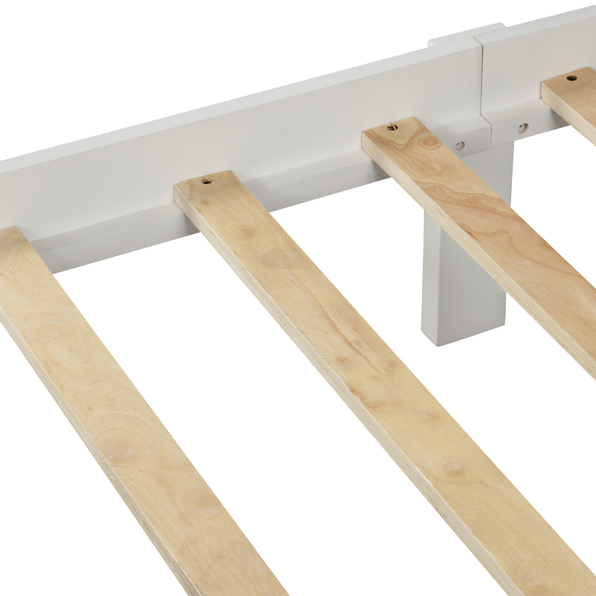 Wooden Platform Bed with Footboard White