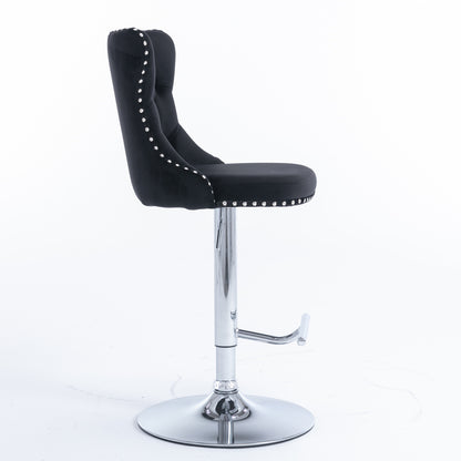 Modern Chrome Bar Stool Set (2 pcs) – Black