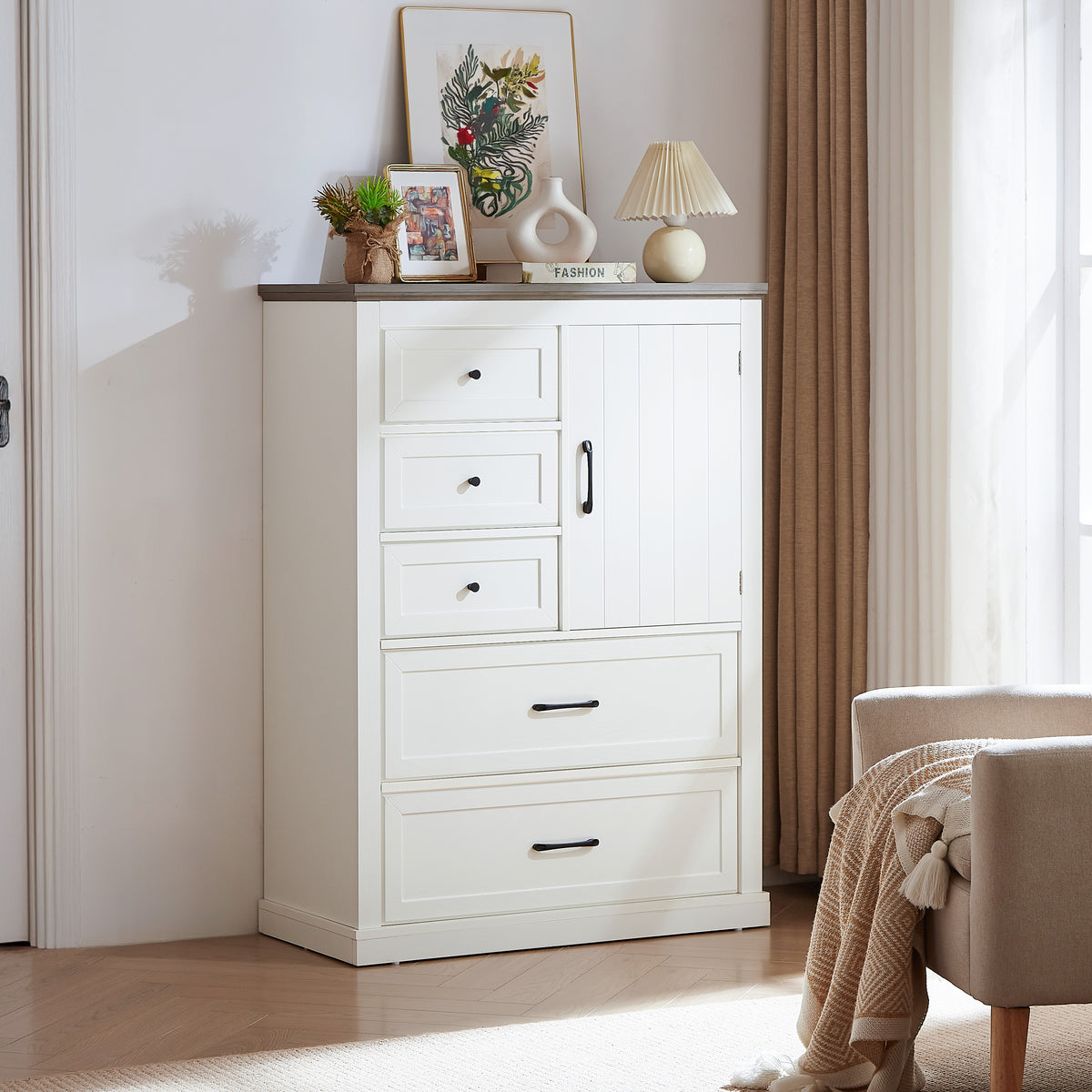 Farmhouse 5-Drawer Dresser White