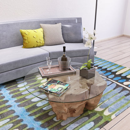 Round Tempered Glass Coffee Table – Chrome Edge