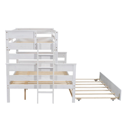 Twin-Full Bunk Bed with Trundle – White