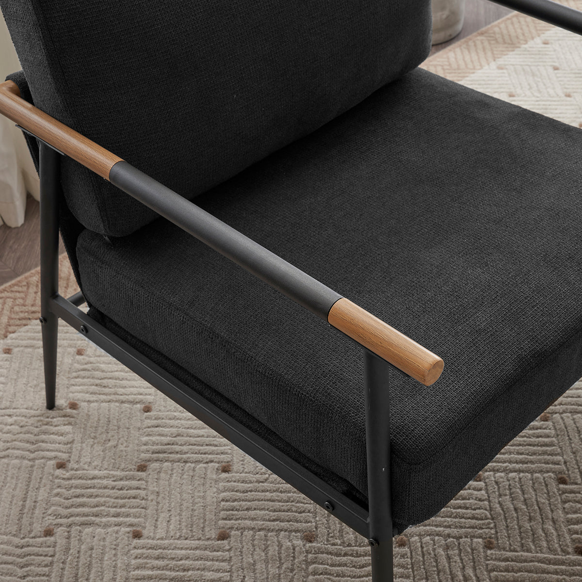 Leisure Lounge Armchair – Black Chenille