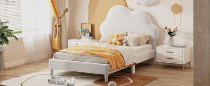 Twin Velvet Platform Bed with Headboard Beige