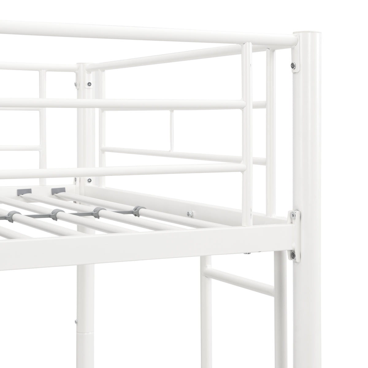 Twin Metal Bunk Bed with Safety Rail White