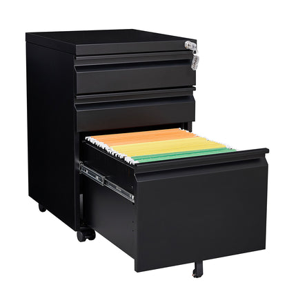 3-Drawer Metal Filing Cabinet with Lock