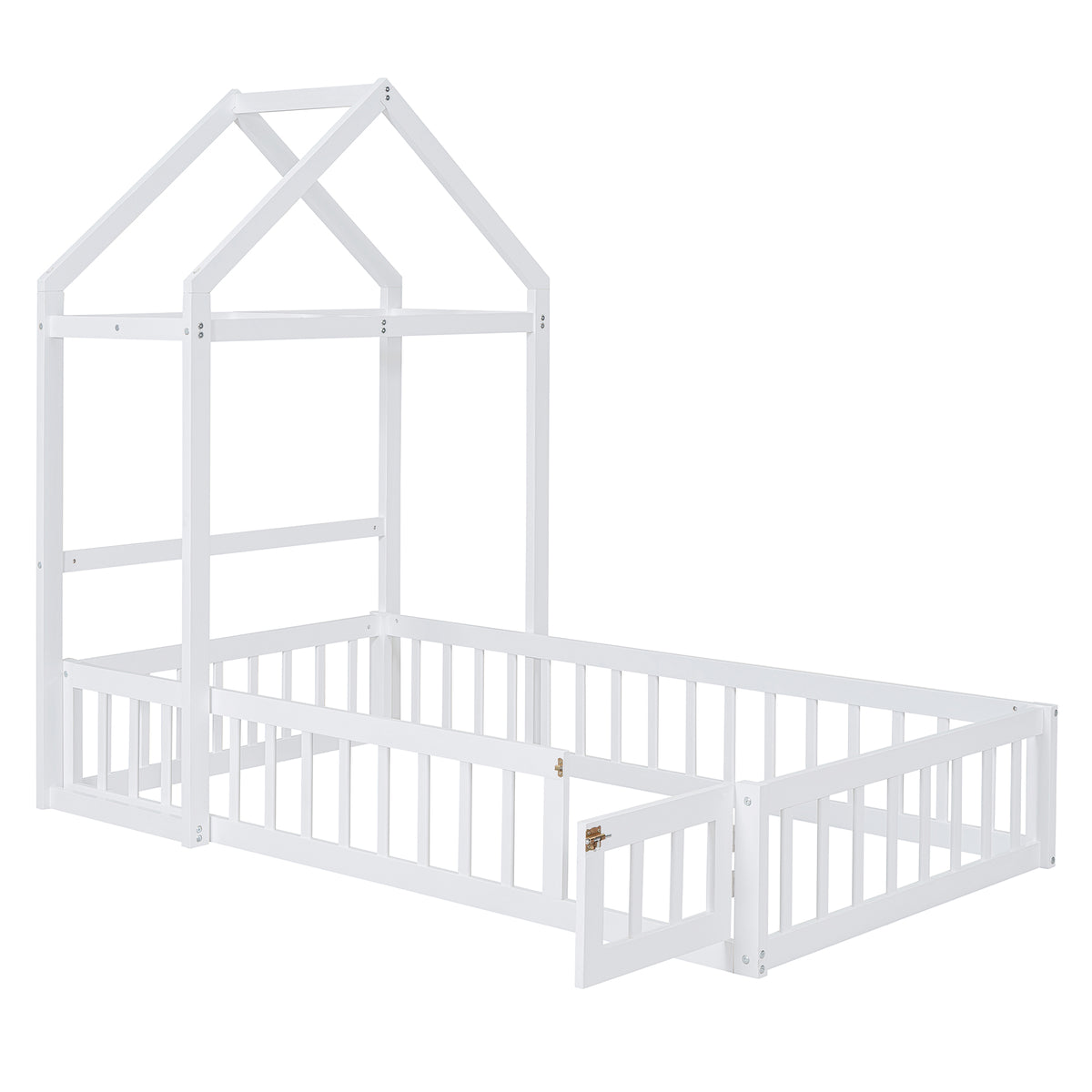 Wooden Twin Bed with Clothes Drying Rack Pink