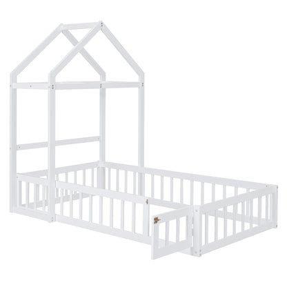 Wooden Twin Bed with Clothes Drying Rack Pink
