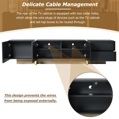 Luxury Fluted TV Stand Black