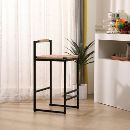 Paper Rope Counter Chairs (2 pcs) – Black Frame