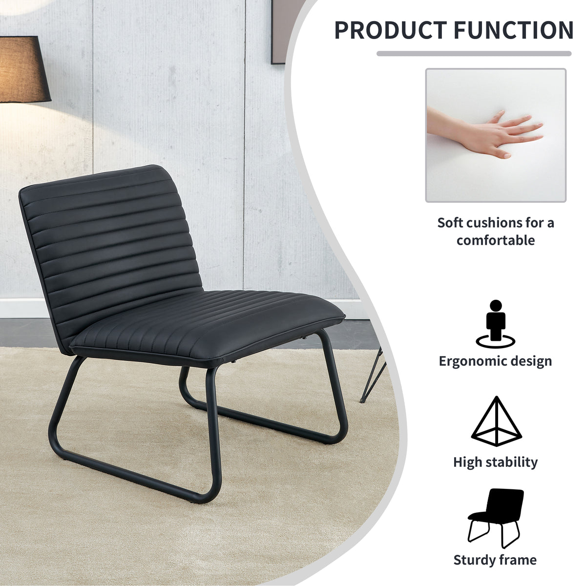 Black Armless Lounge Chair – Black Legs