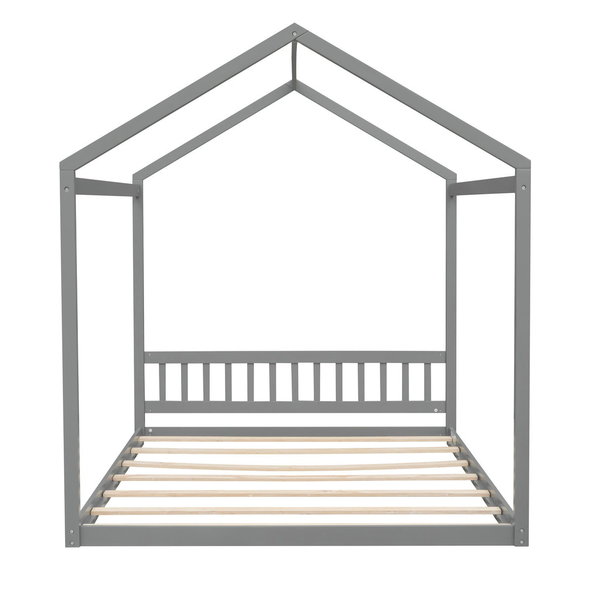 Wooden Queen Bed with Headboard Gray