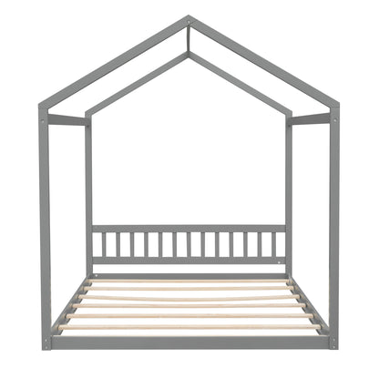 Wooden Queen Bed with Headboard Gray