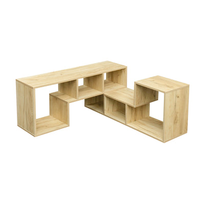 L-Shaped Oak Display Shelf – Modern Storage Unit