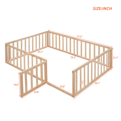 Full Daybed with Frame and Fence Natural