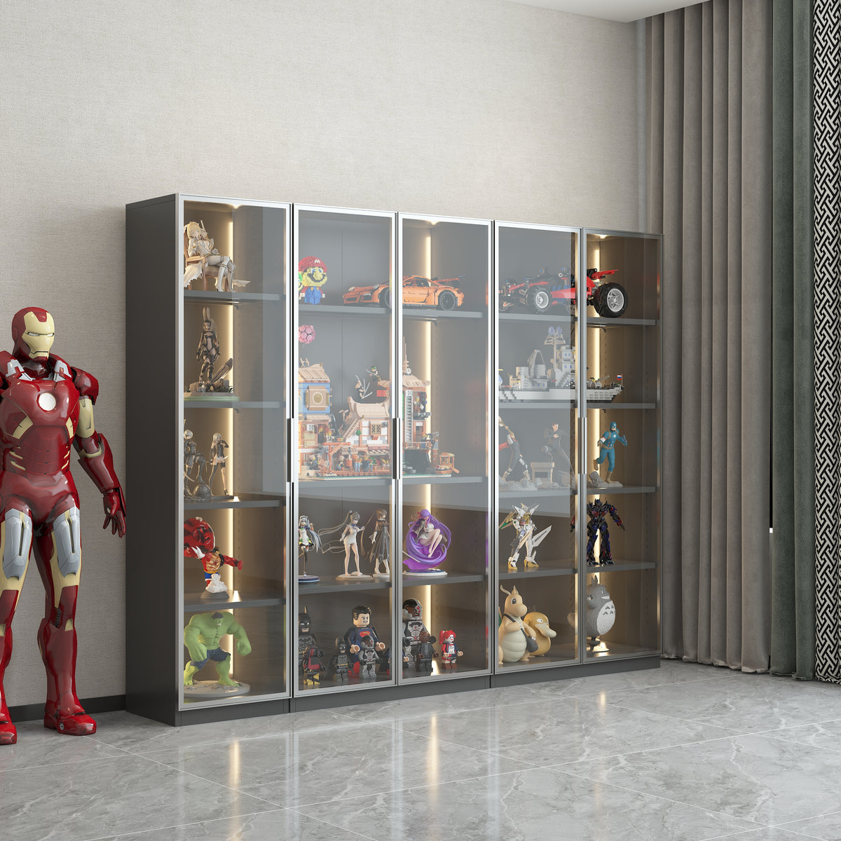 Modern Display Storage Cabinet with Shelves