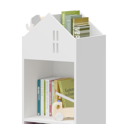 Two-Tier Storage Bookcase – White and Grey Playhouse Edition