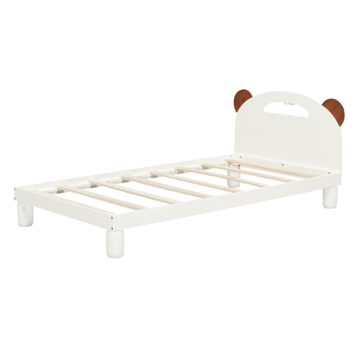 Twin Platform Bed with LED Headboard White