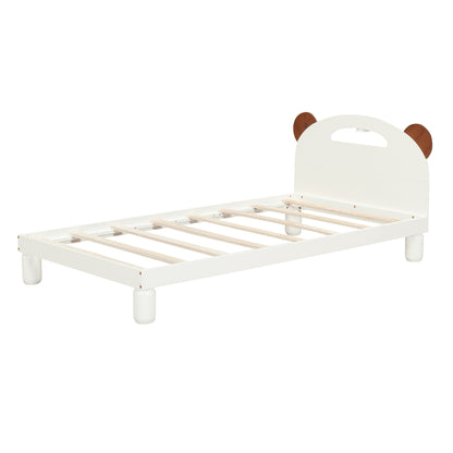 Twin Platform Bed with LED Headboard White