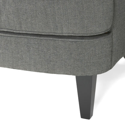 Modern Grey Fabric Club Chair with Ottoman – Upholstered Lounge Set