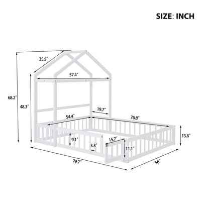 Full Platform Bed with Storage Rack White