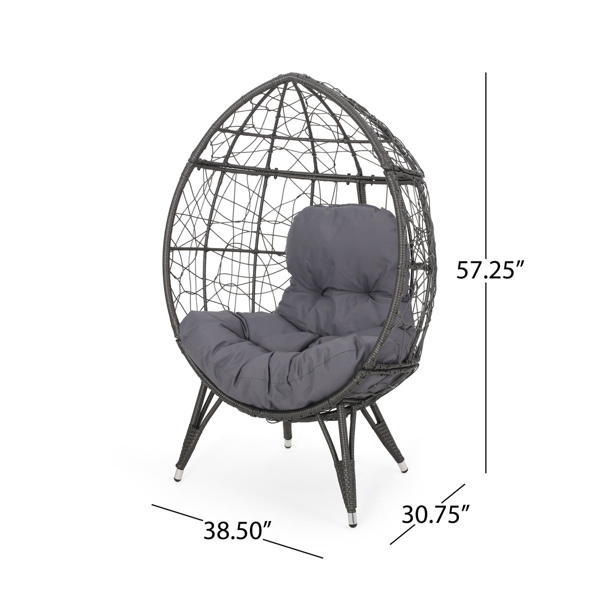 Gianni Teardrop Outdoor Dining Chair – PE Rattan & Iron with Cushion