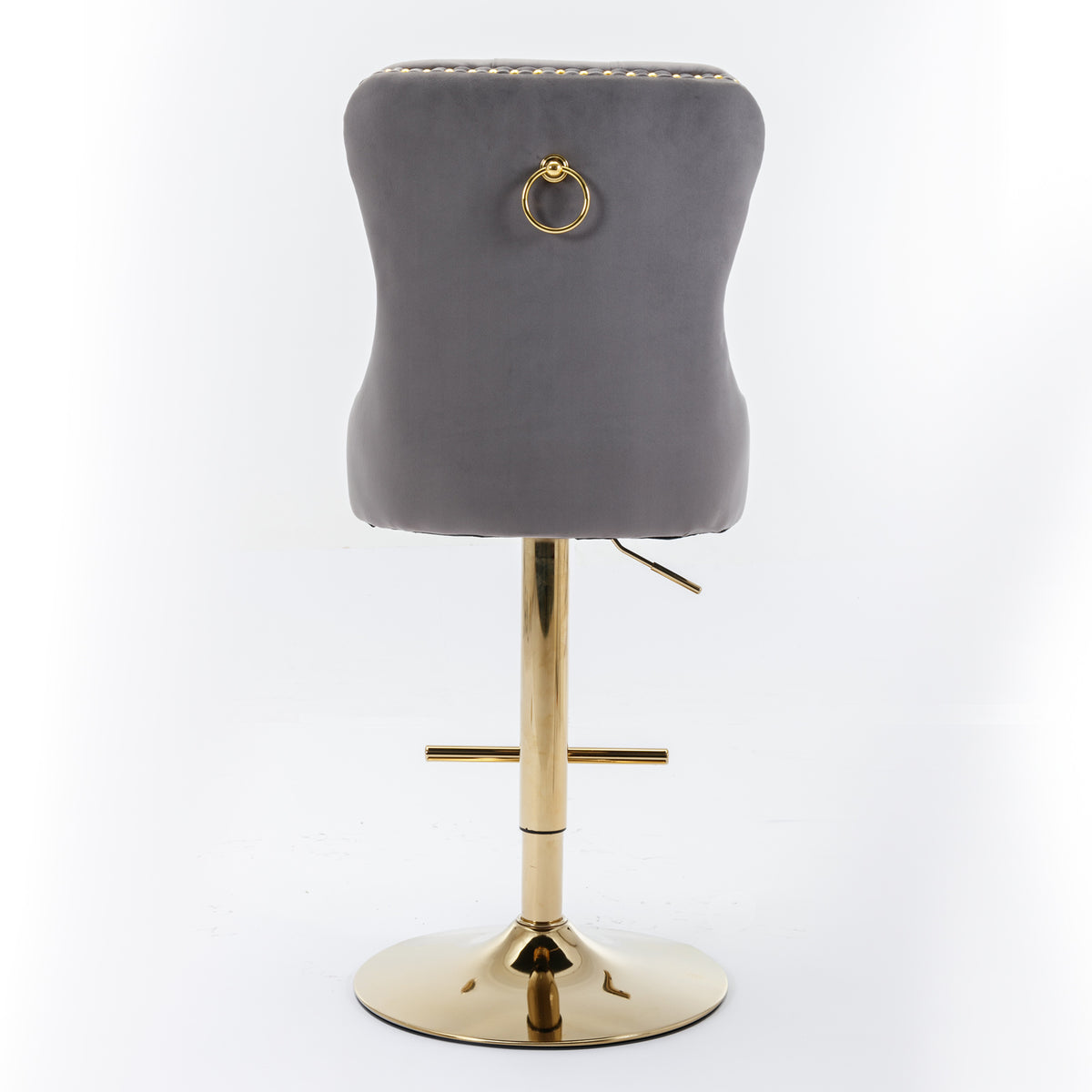 Adjustable Velvet Bar Stool Set of 2 Gray
