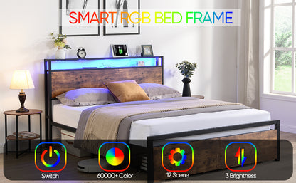 LED Storage Bed Grey