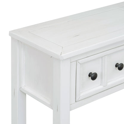 Rustic Entryway Console Table with Drawers Antique White