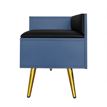 Modern Hidden Storage Bench Navy Upholstered Seat