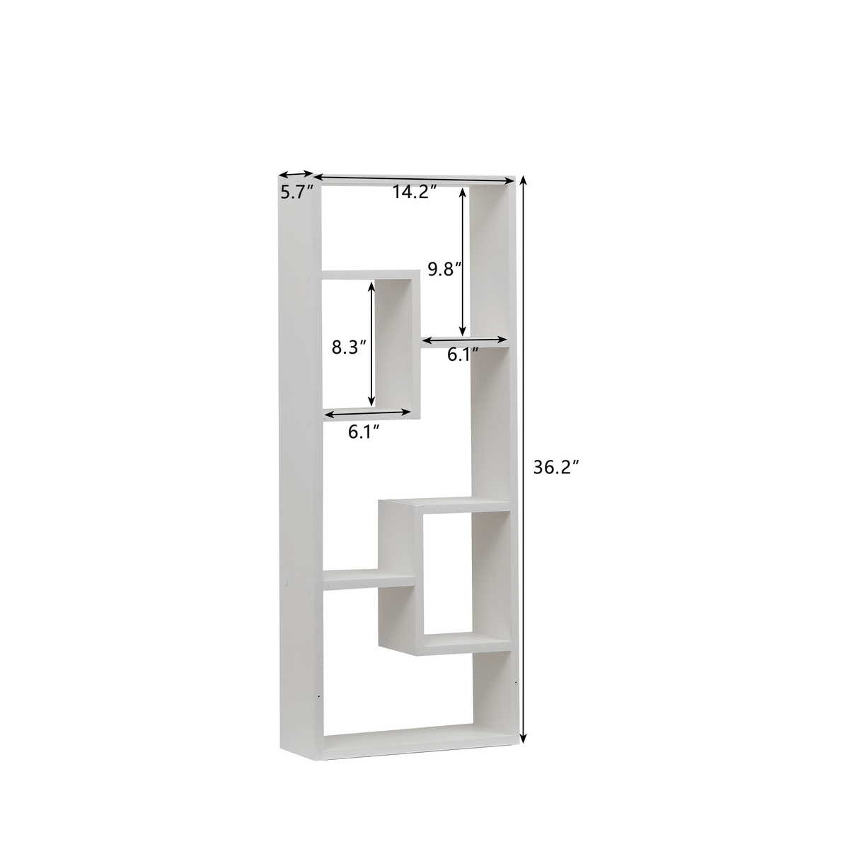 Freestanding Wooden Bookcase with 5 Cubes