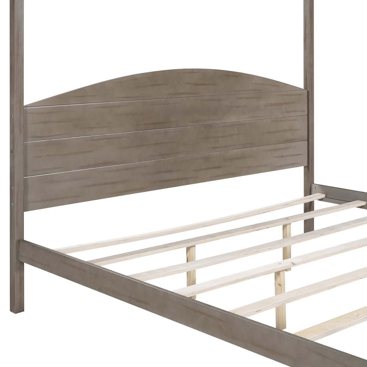 Canopy Platform Bed with Headboard Brown Wash