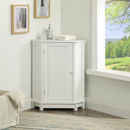 White Corner Bathroom Storage Cabinet Adjustable Shelves
