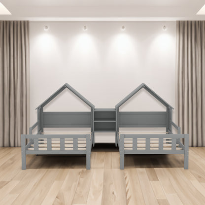 Double Twin Platform Bed Gray