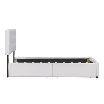 Upholstered Platform Bed Queen Linen