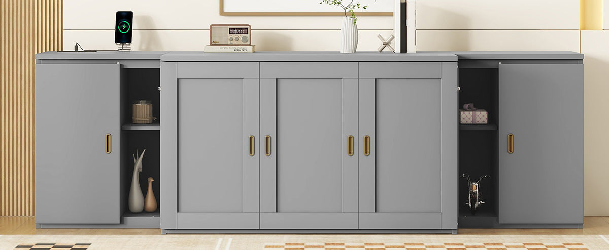 Full Murphy Bed with Shelves Gray