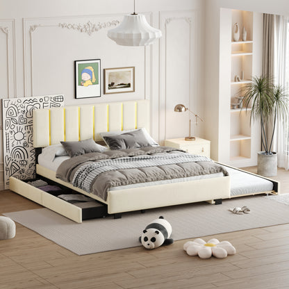 Queen Upholstered Bed Beige