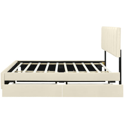 Queen Upholstered Bed Beige