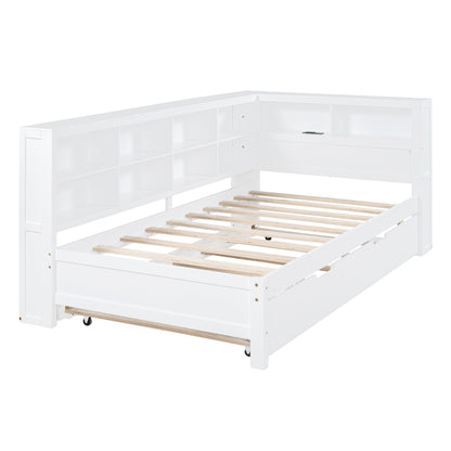 Twin Daybed with Storage Shelf White