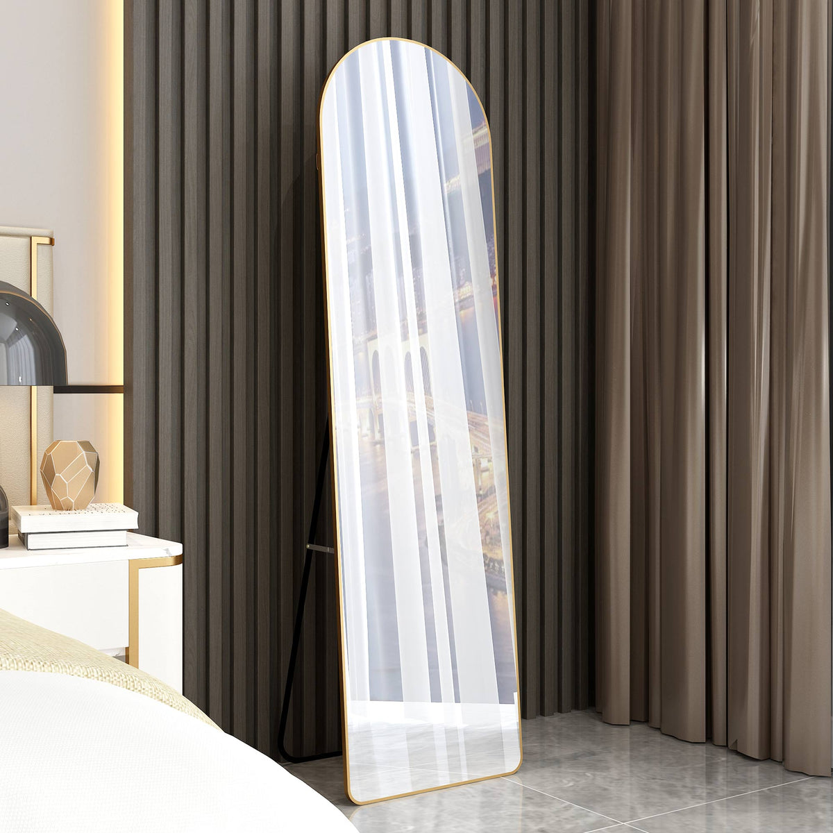 Full-Length Aluminum Alloy Wall Mirror Arched Frame
