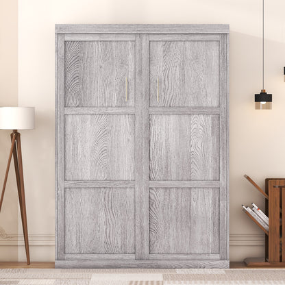Full Murphy Bed Foldable Design Gray Finish