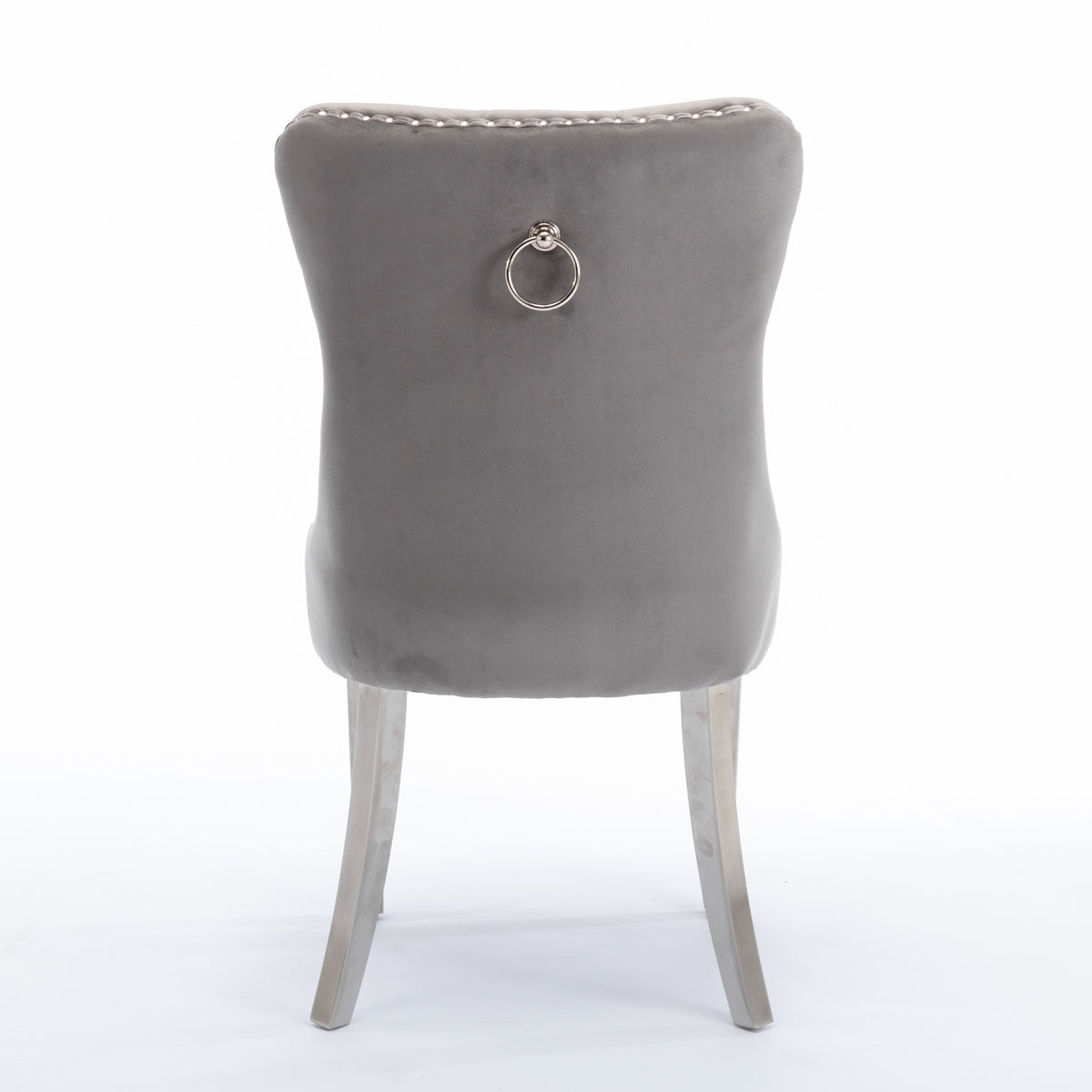 Tufted Velvet Dining Chair Set (2 pcs) – Gray Chrome Base