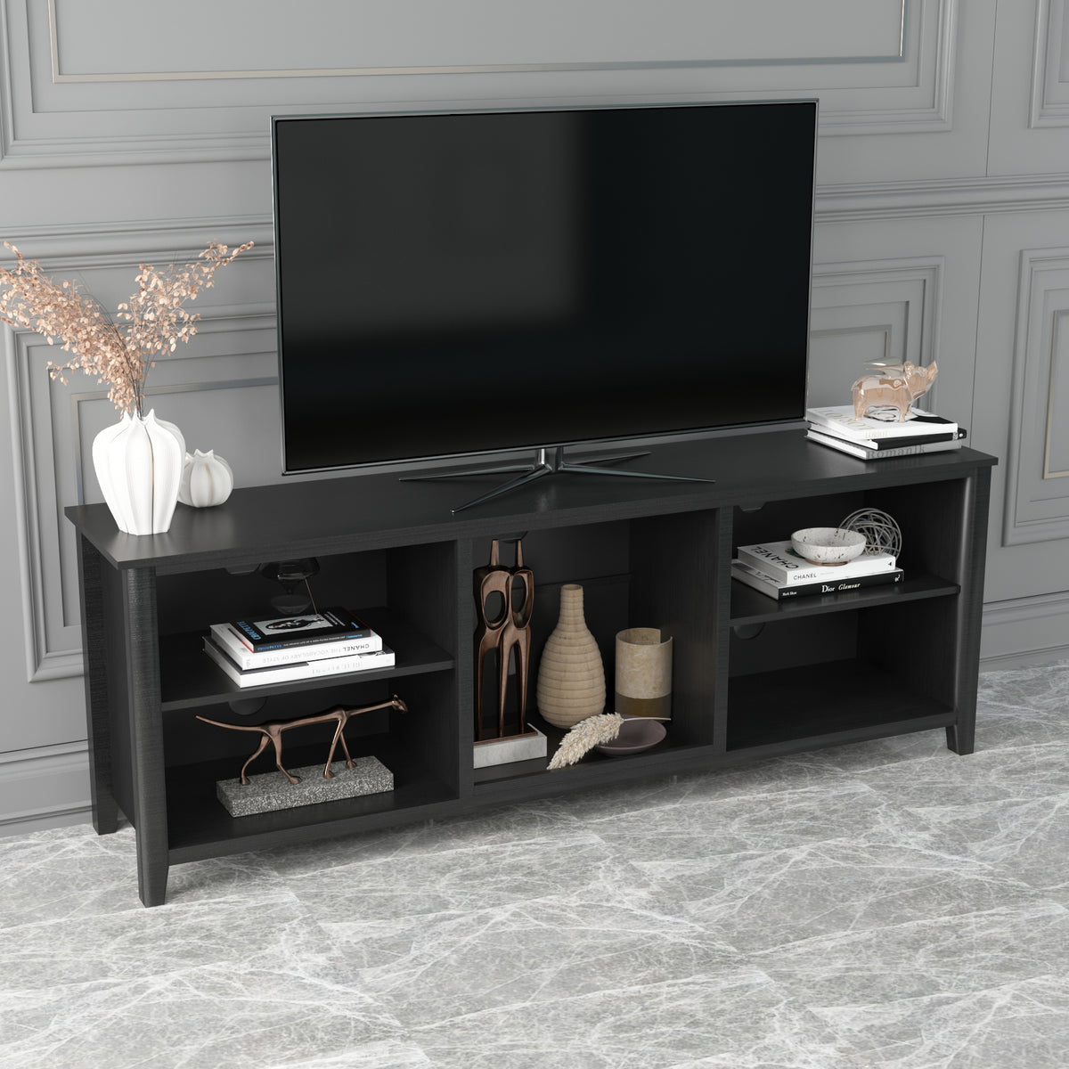 Modern Media Console TV Stand Black