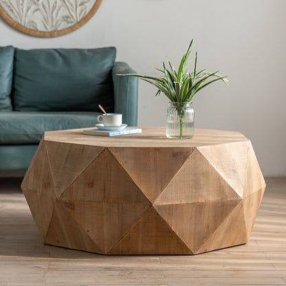 Embossed Pattern Coffee Table – Natural MDF