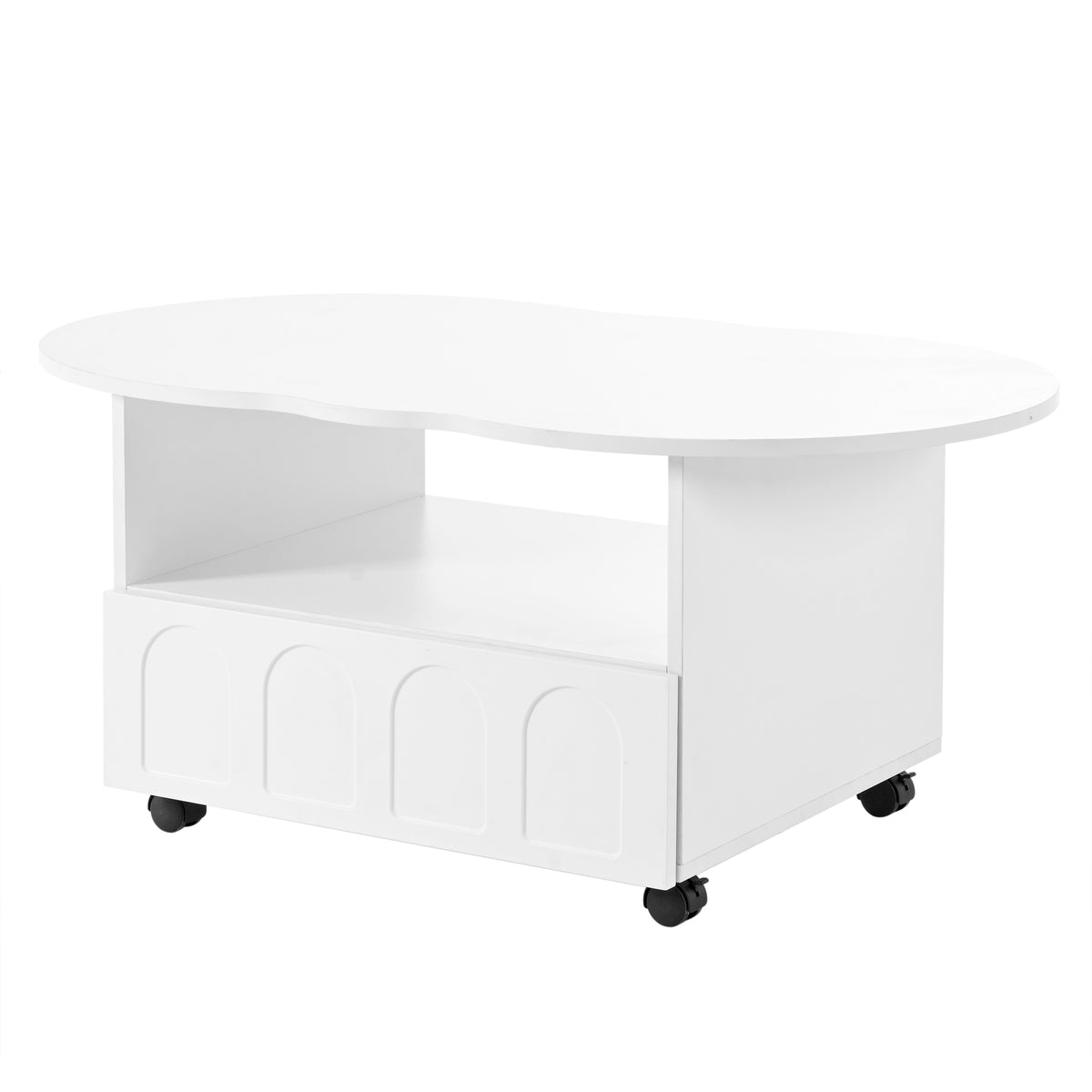 Cream Coffee Table with Storage Drawers – White