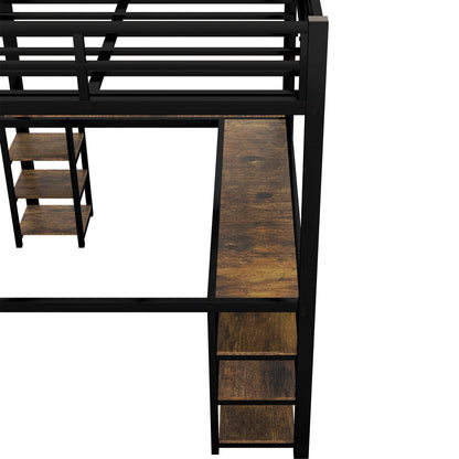 Metal Loft Bed Black