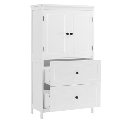 White Bathroom Storage Cabinet with Drawers