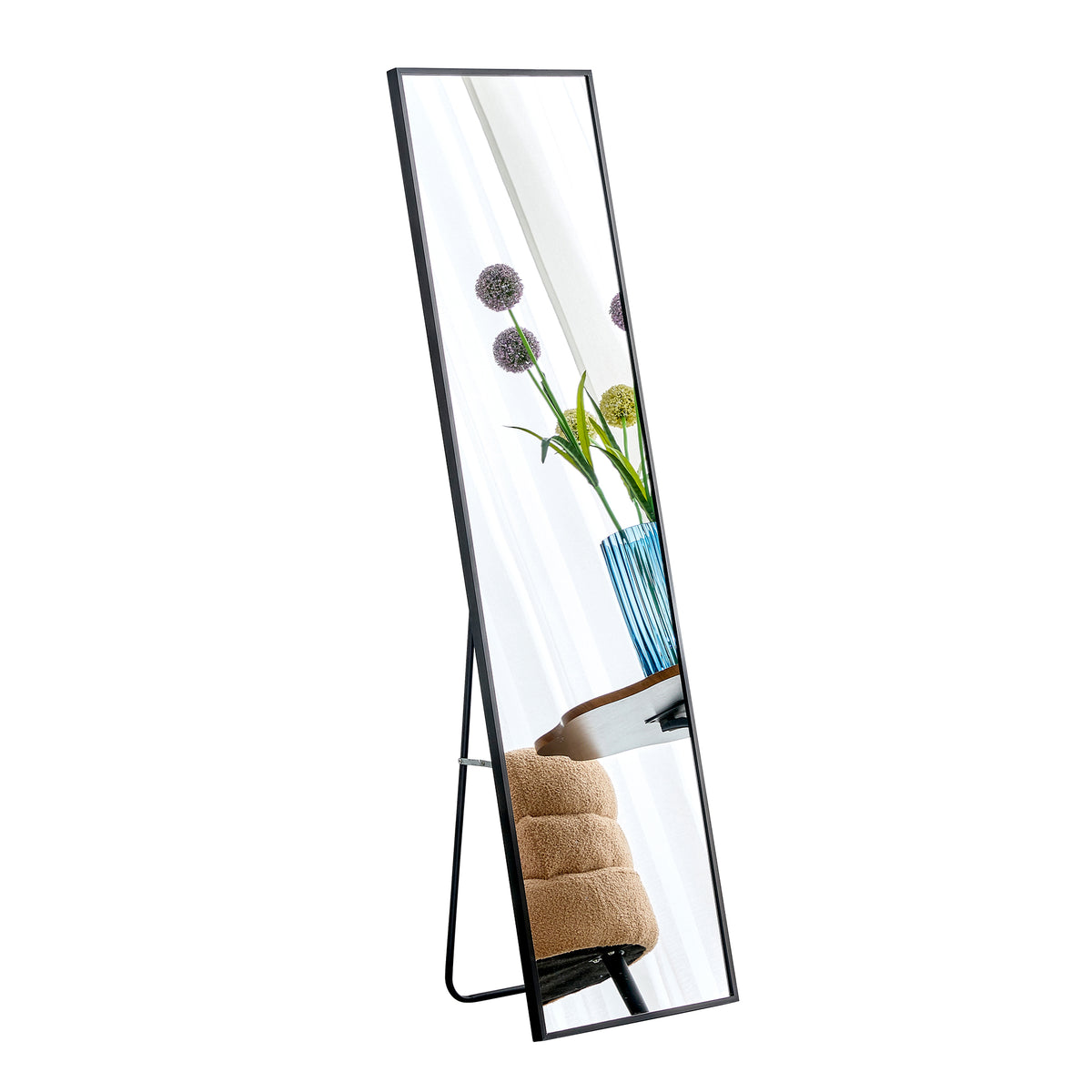 Full-Length Aluminum Mirror 65 x 23 Black Frame